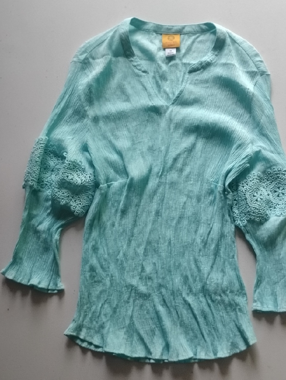 Ruby Rd. Aqua Lace-Trim Peasant Tunic